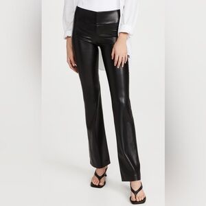 Alice Olivia Faux Leather High-Rise Flare Pants - Black Sz 6